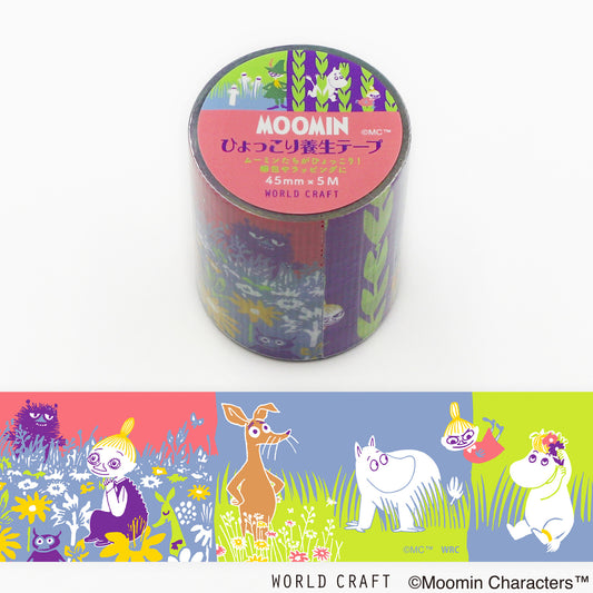 Moomin-themed tape roll with illustrations on a white background