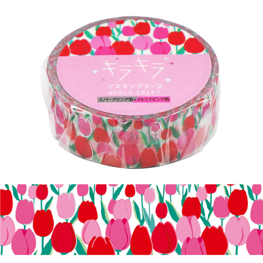 World Craft washi tape featuring a tulip design on a white background