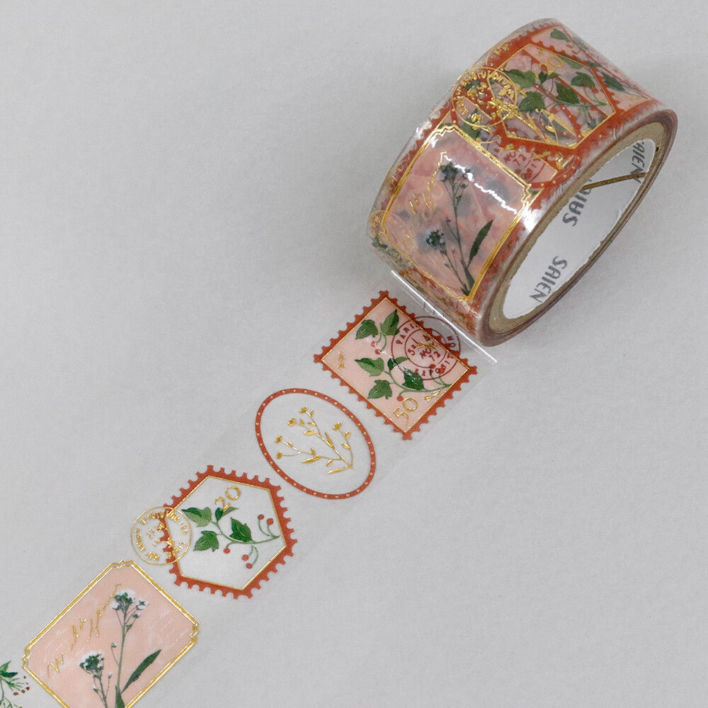 Decorative tape with floral designs on a white background