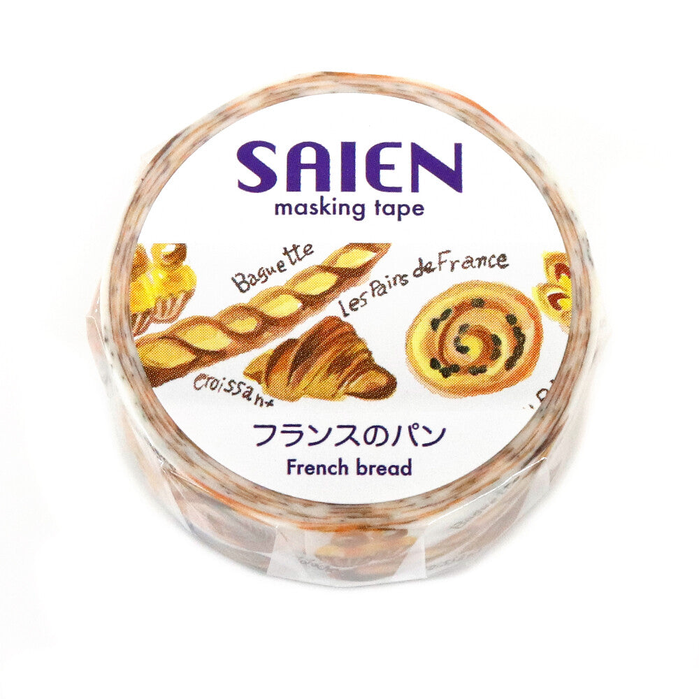SAIEN masking tape with illustrations of French bread on a white background