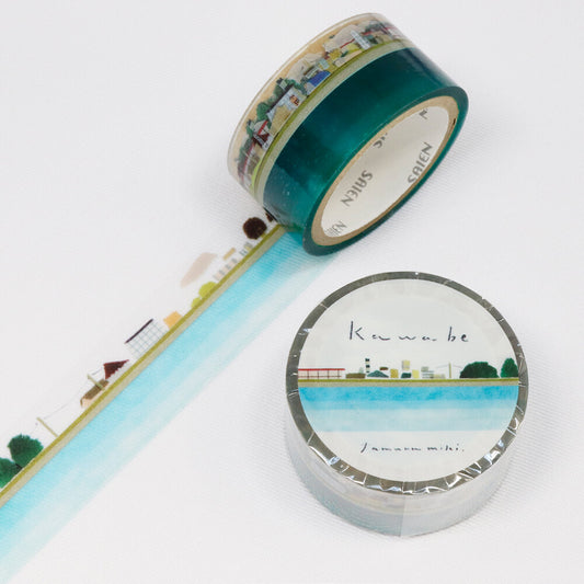 Decorative tape with scenic design on a white background