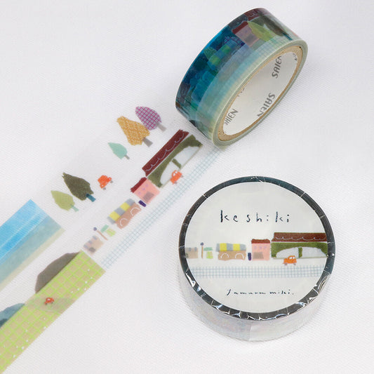 Washi tape with colorful design on a white background