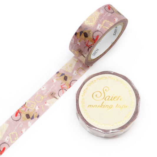 Decorative tape with soft letter design on a white background