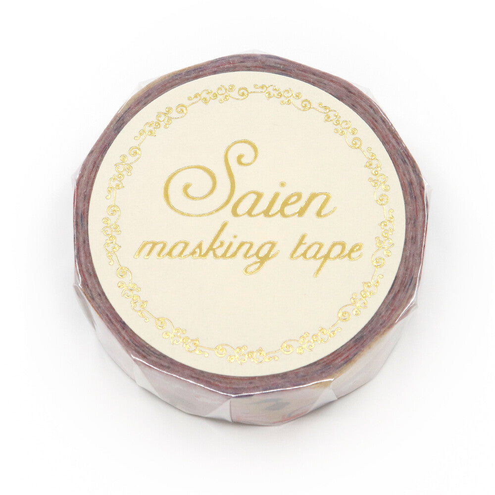 Roll of Saien masking tape with decorative border on a white background