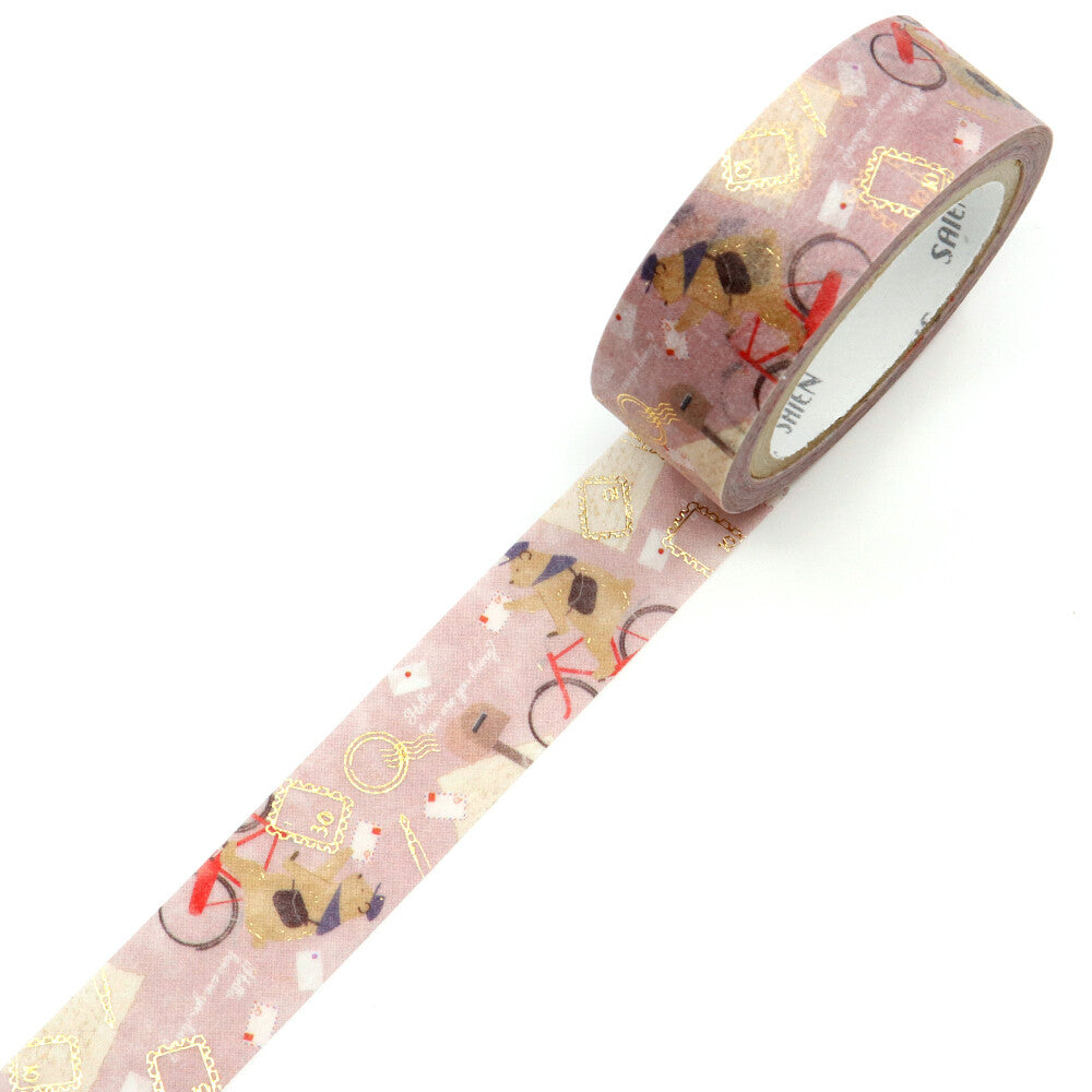 Decorative tape with letter pattern on a white background