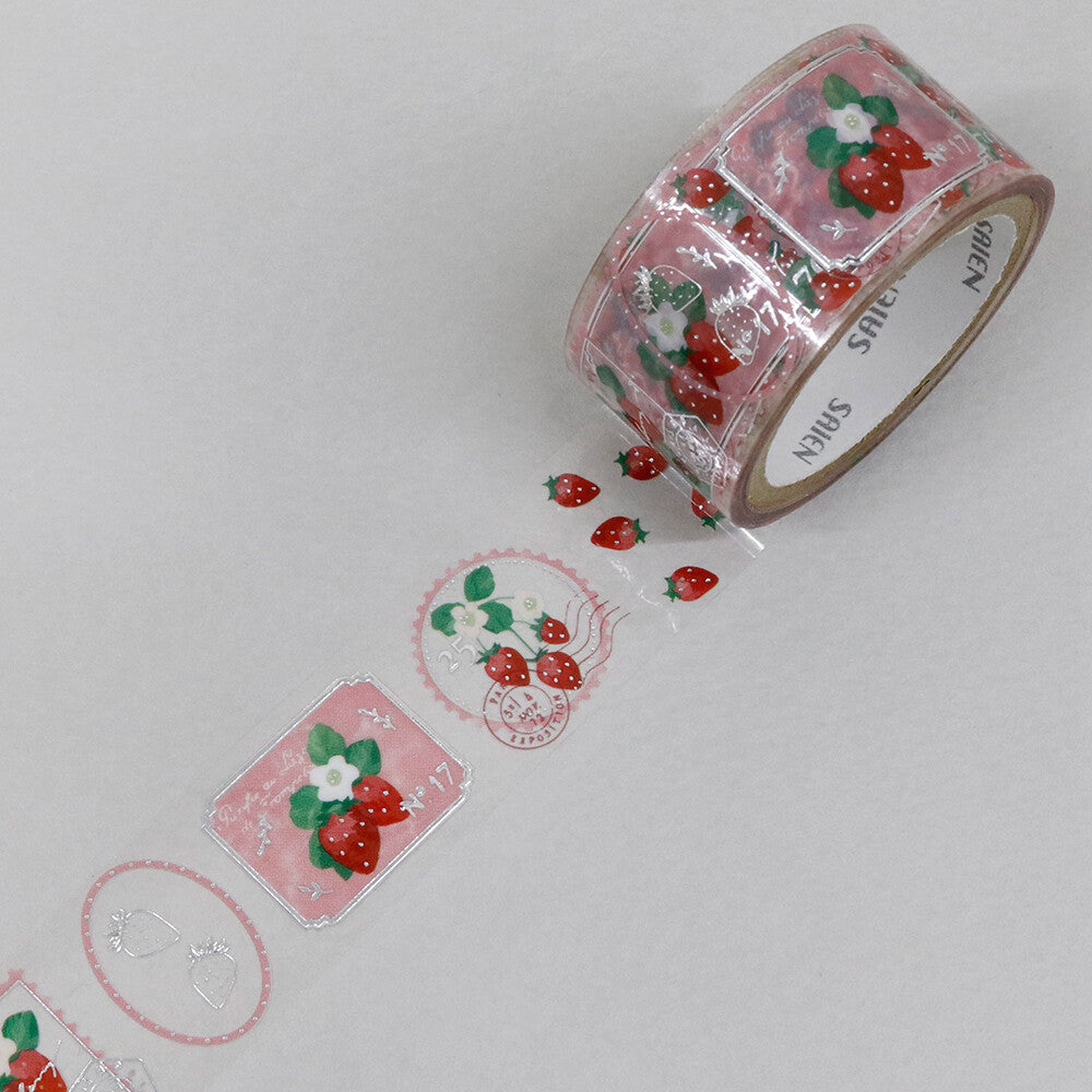 Decorative tape with strawberry design on a white background