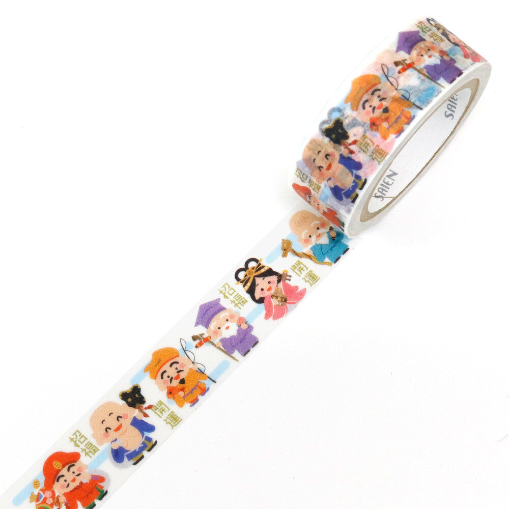 Roll of decorative tape with cartoon character designs on a white background