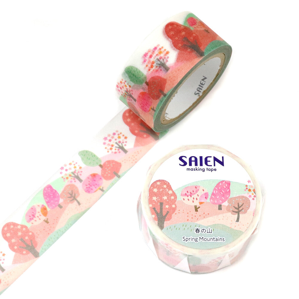 Decorative tape with floral design and 'SAIEN' branding on a white background