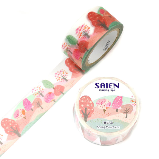 Decorative tape with floral design and 'SAIEN' branding on a white background