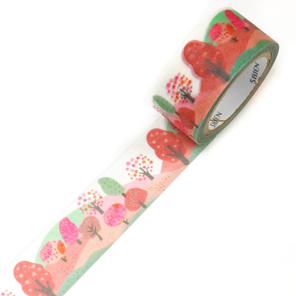 Decorative tape with Spring Mountain pattern on a white background