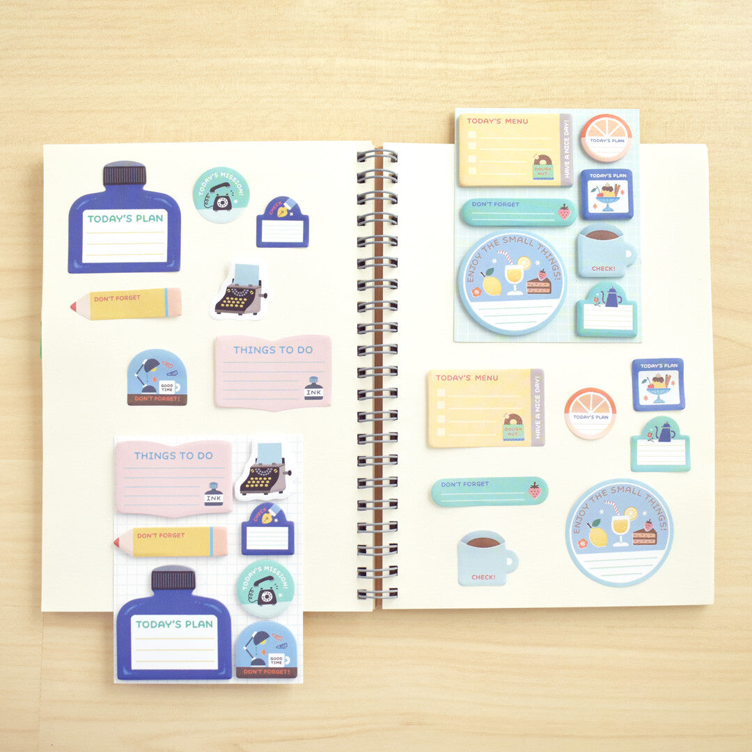 Sticky notes on a notebook