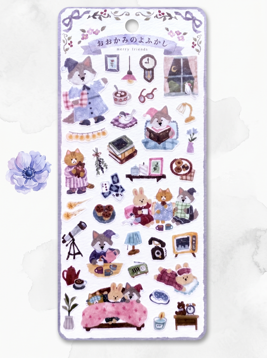 Sticker sheet with cute illustrations on a white background