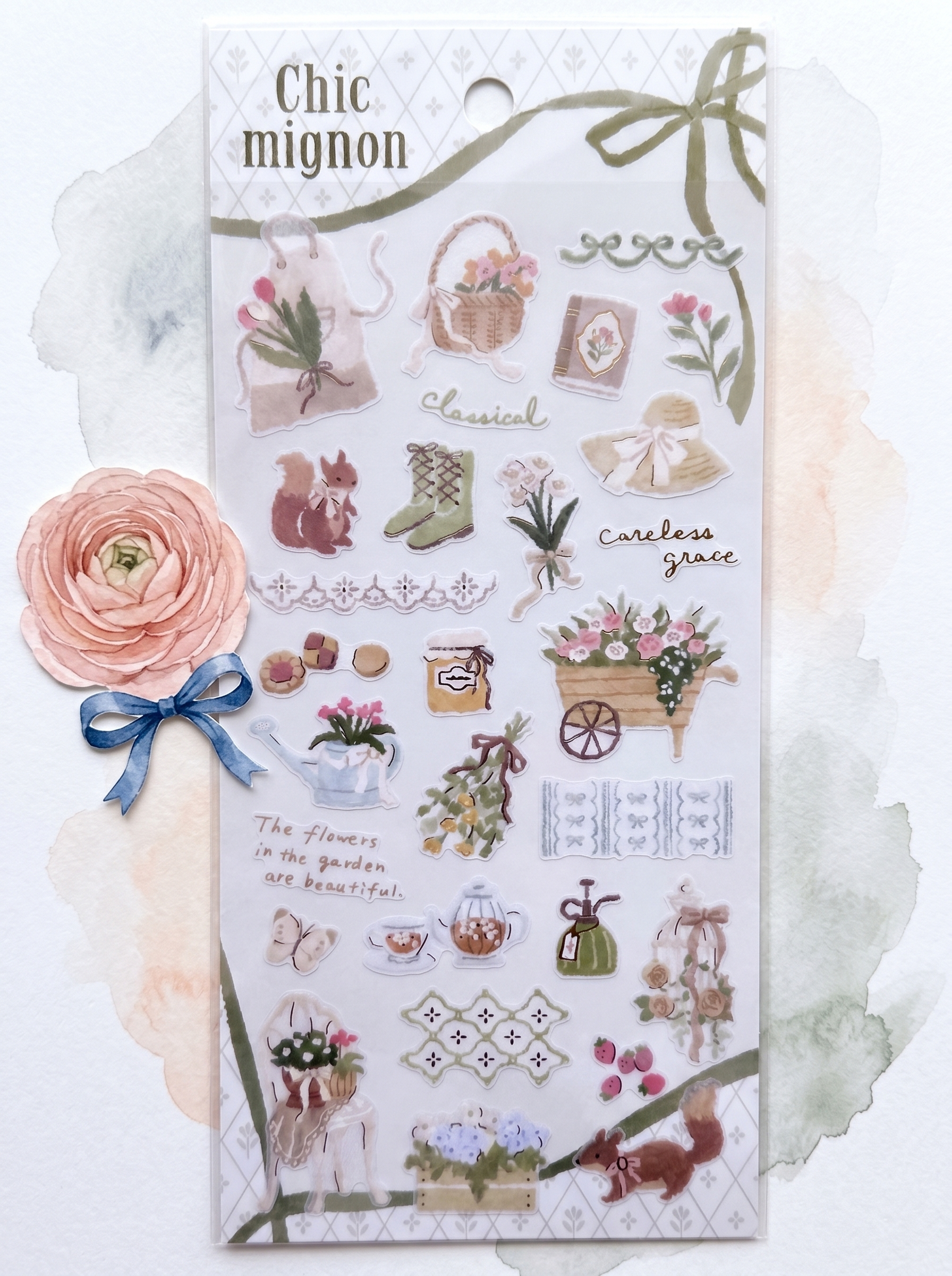Pack of decorative stickers with floral and nature-themed designs on a white background.