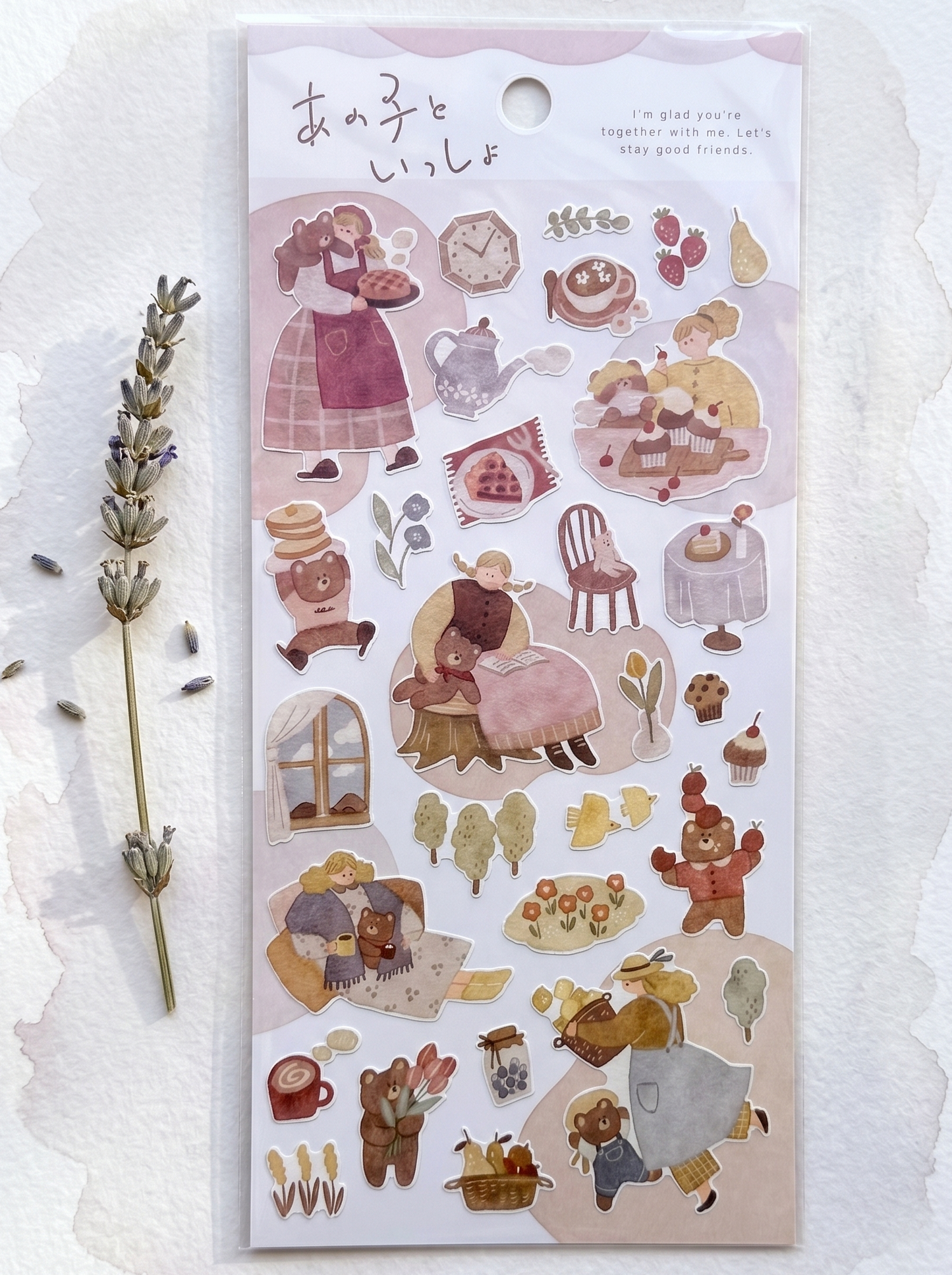 Pack of decorative stickers with illustrations on a white background