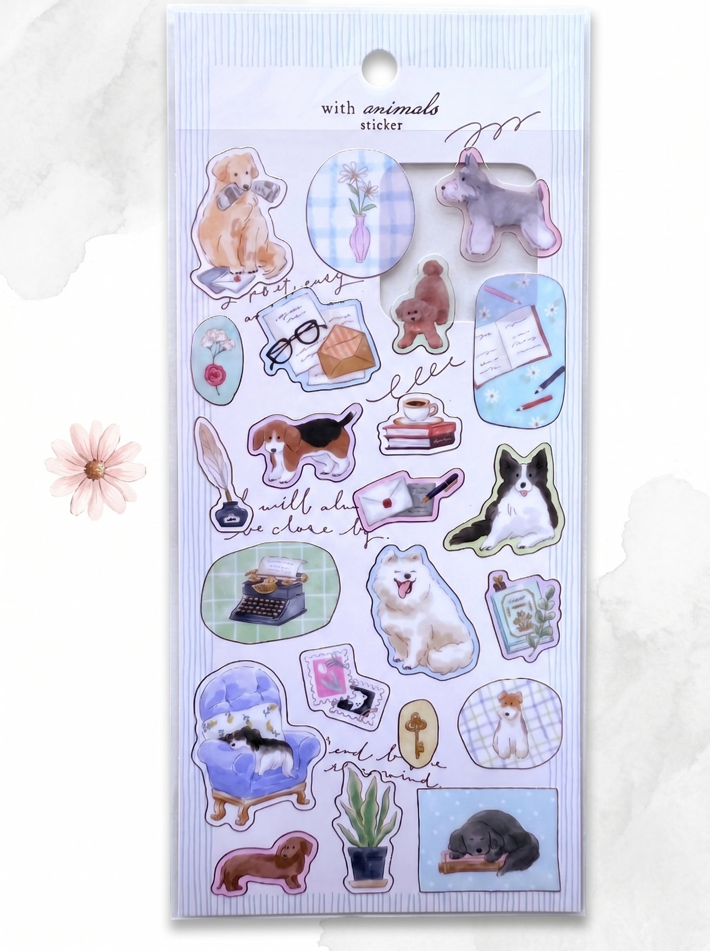 Sheet of stickers with various animal illustrations on a white background