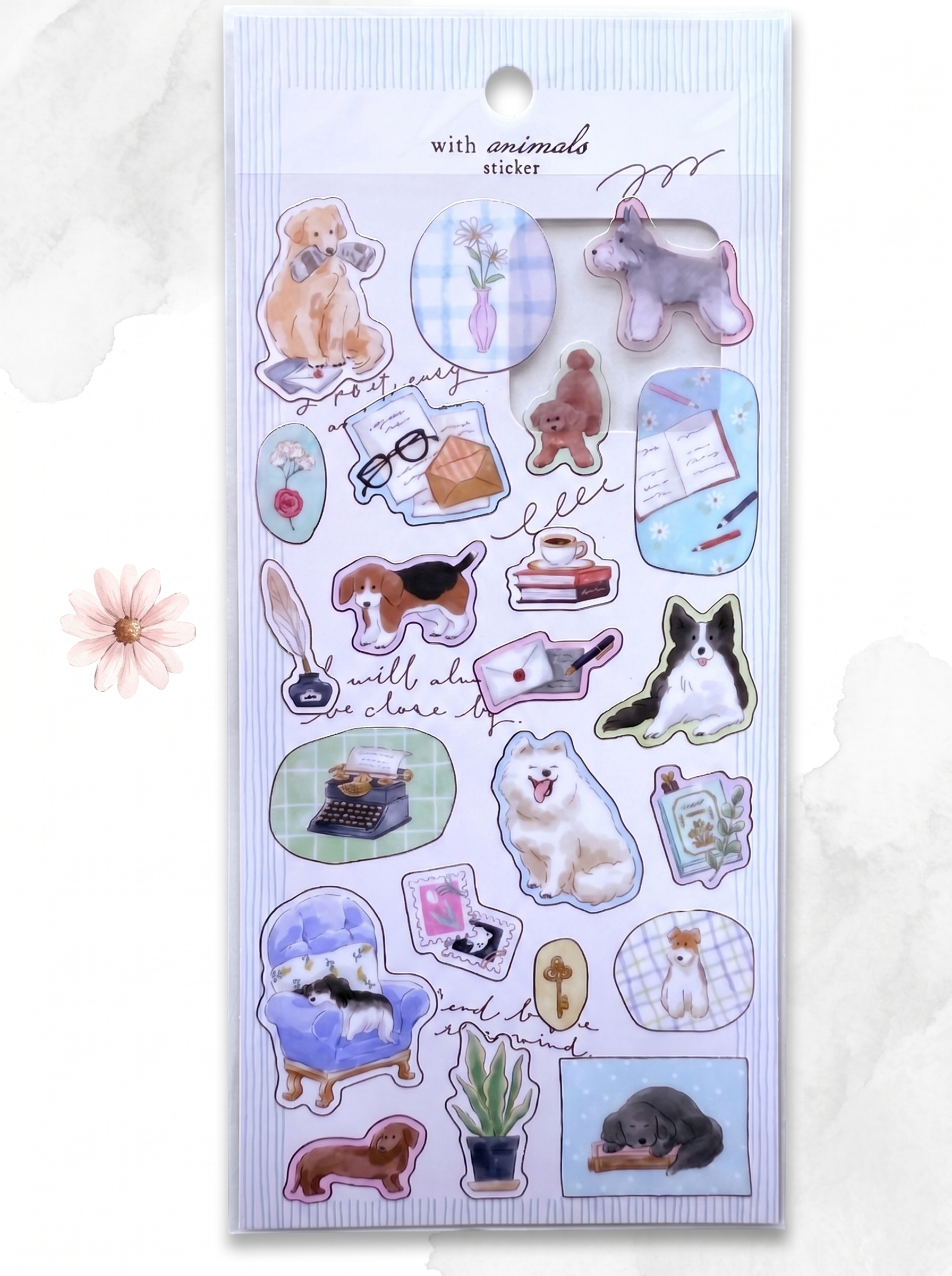 Sheet of stickers with various animal illustrations on a white background