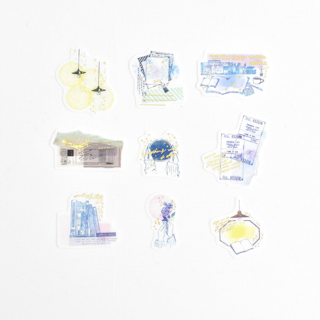 Set of Flake stickers by Papier Platz on white background